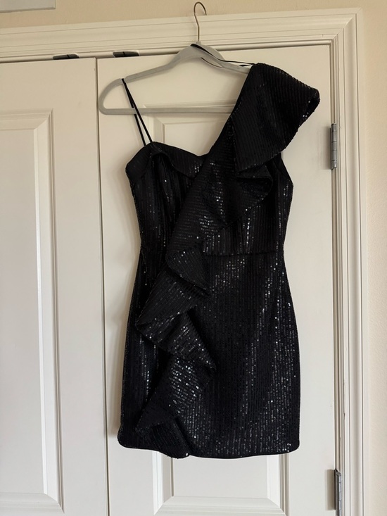 DO+BE Dresses & Skirts - DO+BE Black One-Shoulder Sequin Ruffle Mini Dress medium